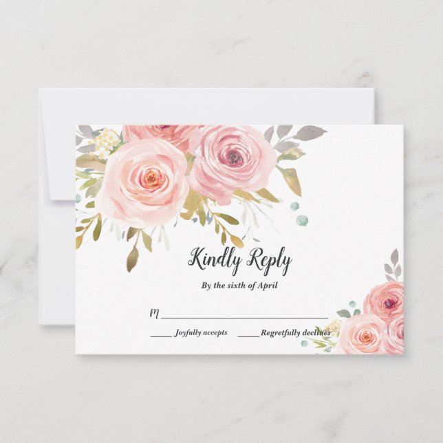 Brudsvardskort med rosa blomster OSA kort (Framsida)
