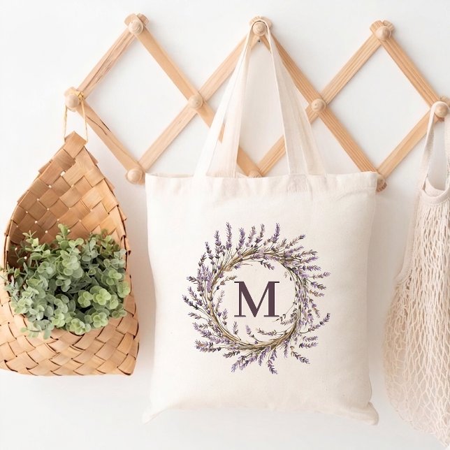 Brudtärna | Anpassad lila blomster monogram brud Tygkasse (bridesmaid proposal tote bag gift, wedding party floral tote bag, personalized initial tote bag gift)