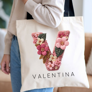 Brudtärna Anpassad Vintage Monogram Blomma Brud Tygkasse