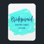 Brudtärna blågrön akvarell Lägg till namn datum st Magnet<br><div class="desc">Design</div>