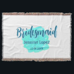 Brudtärna blågrön akvarell med namn datum stil filt<br><div class="desc">Design</div>