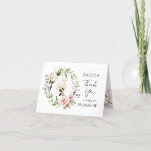 Brudtärna blomsterkrans monogram bokstav I Tack Kort