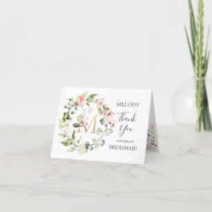 Brudtärna blomsterkrans monogram bokstav M Tack Kort