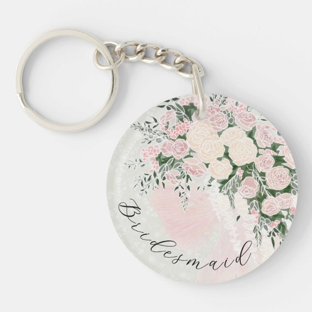 Brudtärna Blush båge och Rose Wisteria Bouquet (Framsidan)