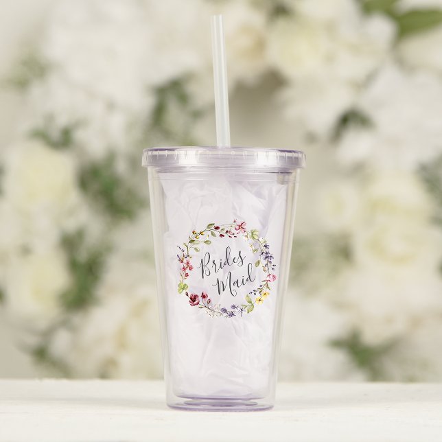 Brudtärna Boho Vildbloms Krans Bröllop Take Away Mugg (Skapare uppladdad)