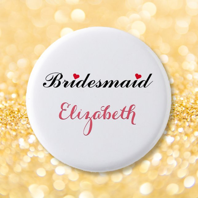 Brudtärna Bröllop Brud Bröllopsfest Vit Knapp (Bridesmaid Wedding Bridal Bachelorette Party White Button)