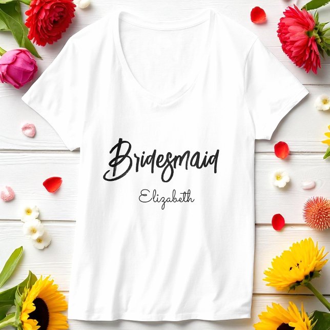 Brudtärna Bröllop Brud Shower Svart Vit T Shirt (Skapare uppladdad)