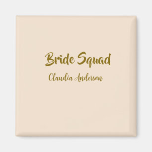 Brudtärna brudtjej namn gyllene orange bröllop magnet