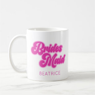 Brudtärna Bubblegum Rosa Retro Anpassat Namn Kaffemugg