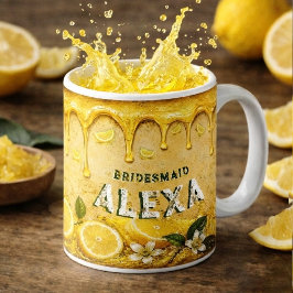 Brudtärna Citron Bröllopsgåva Retro Typografi Kaffemugg