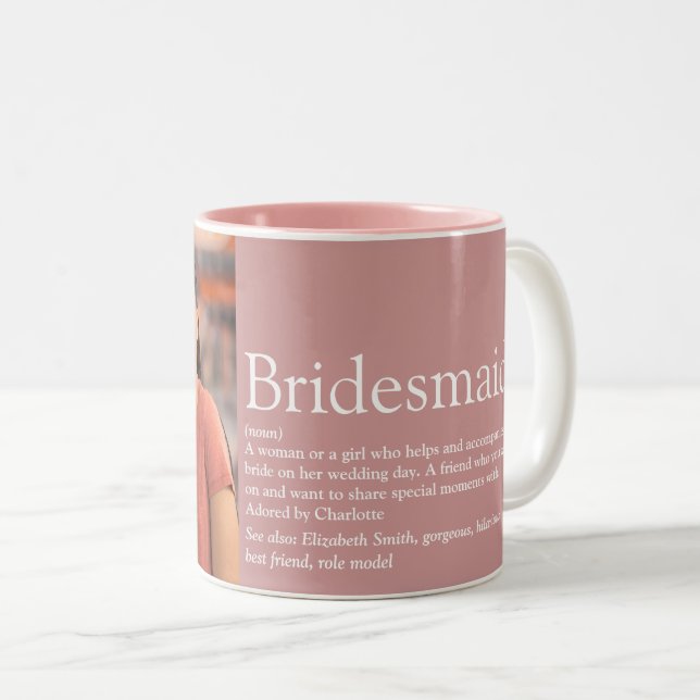 Brudtärna Definition Foto Bröllopsgåva Två-Tonad Mugg (Framsida höger)