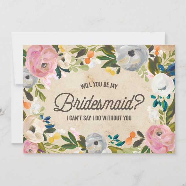 Brudtärna för vintageblommigt | inbjudningar (Framsida)