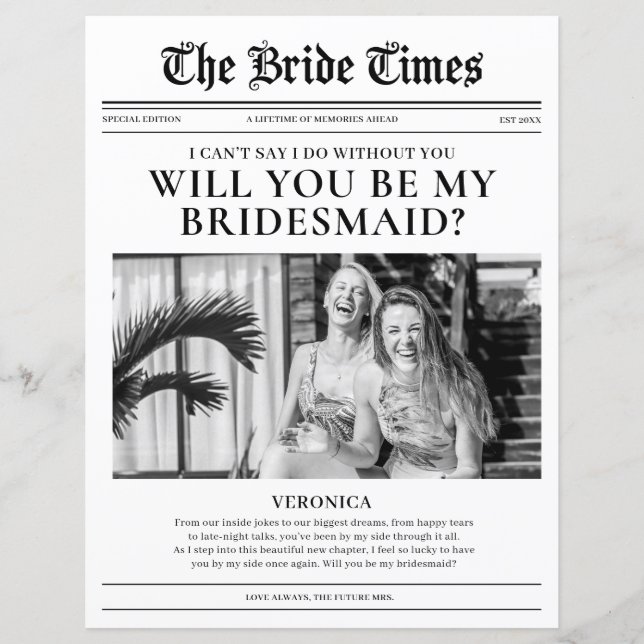 Brudtärna Förslag Tidning Bröllop Papper Ark (Framsida)