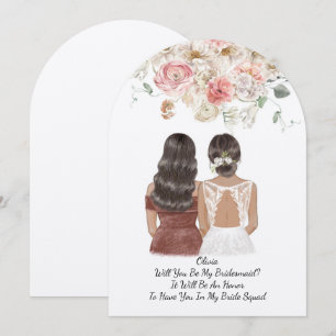 Brudtärna förslags kort med blommande rosa tema