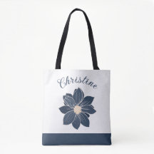 Brudtärna-gåva med monogram i marinblå blomma