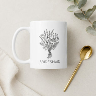 Brudtärna Gåva Svart och Vit Blommig Kaffemugg