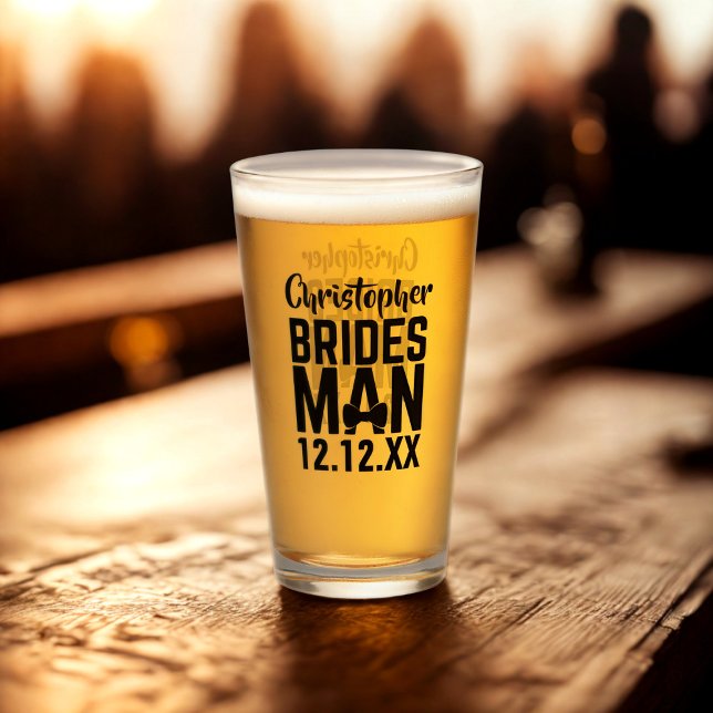 Brudtärna Glas Tumbler för Män (For your Bridesman. Just add his name and your wedding date)