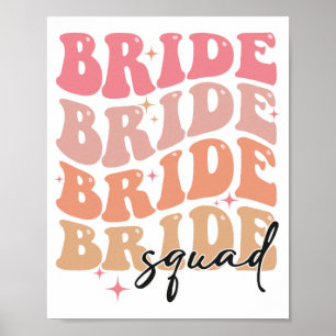 Brudtärna Groovy Tema Bröllopsdusch Bachelorett Poster