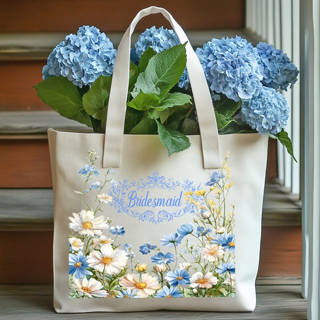 Brudtärna Gul Blå Vita Blommor  Tygkasse (Skapare uppladdad)
