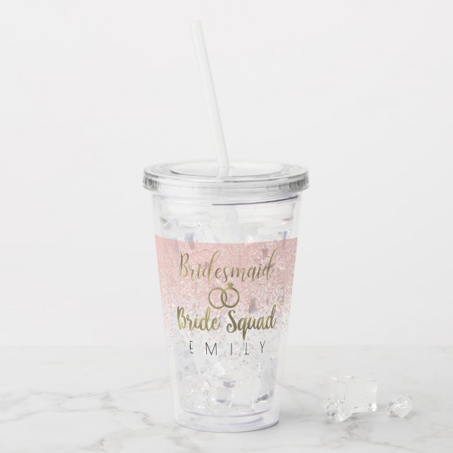 Brudtärna Guld Ring Logotyp Bröllop Bröllopsdusch Take Away Mugg (Framsida Ice)