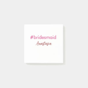 Brudtärna hashtag ljusrosa lägg till namn brud sta post-it block