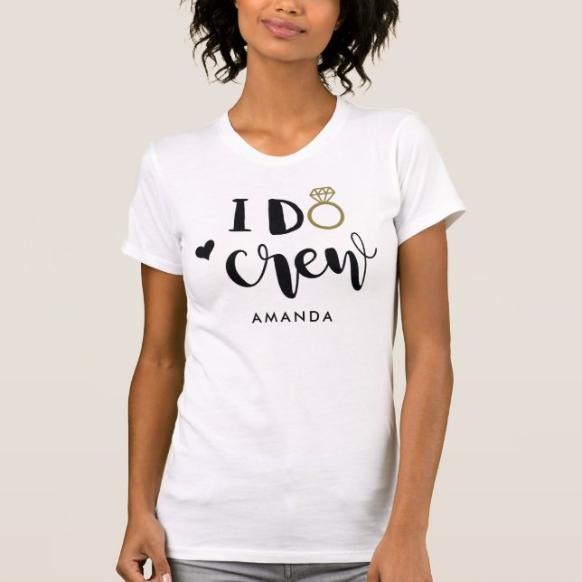 Brudtärna I Do Crew Svart och Vitt T Shirt (Framsida)