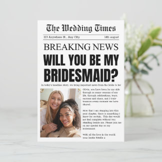 Brudtärna inbjudan i form av gammal tidningsurklip