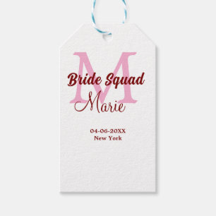 Brudtärna lägg till namn monogram brudtärna rosa d presentetikett