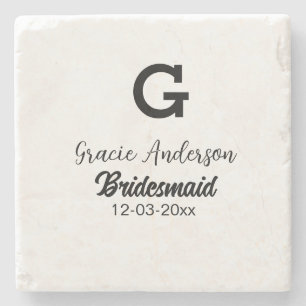 Brudtärna lägg till namn monogram enkel minimal mo stenunderlägg