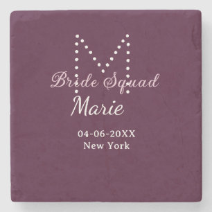 Brudtärna lägg till namnmonogram brudtärna mauve stenunderlägg