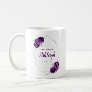 Brudtärna lila blom geometrisk silver ram kaffemugg