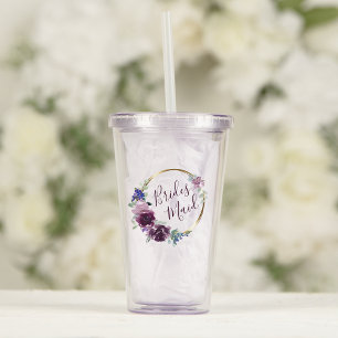 Brudtärna lila blomsterkrans Boho ringbröllop Take Away Mugg