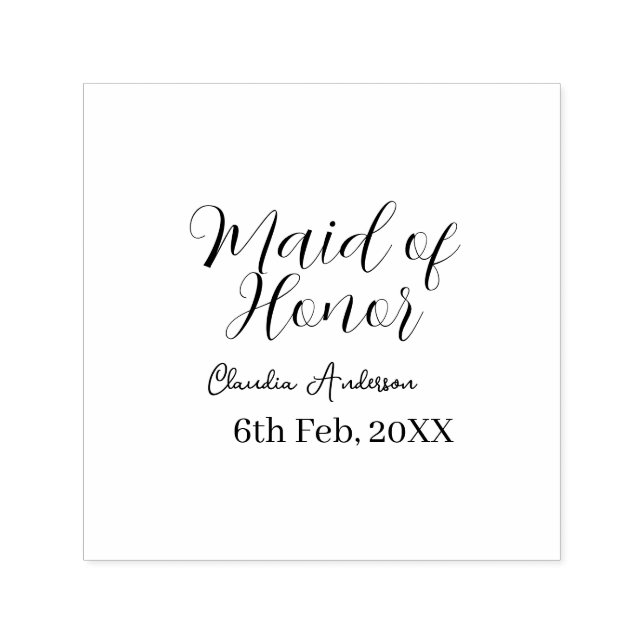 brudtärna lila namn datum rosa pastell brudar självfärgande stämpel (Design)