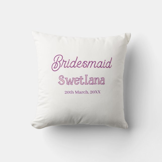 brudtärna lila rosa namn datum bröllopstärna kudde (Framsida)