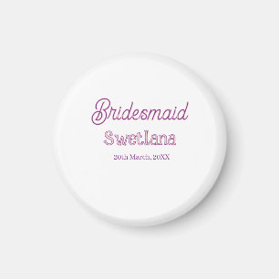 brudtärna lila rosa namn datum bröllopstärna magnet