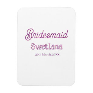 brudtärna lila rosa namn datum bröllopstärna magnet