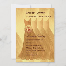 Brudtärna Lunchen eller Brunch Guld Klänningar V08 Inbjudningar