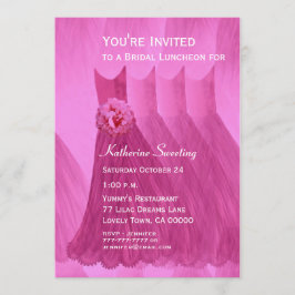 Brudtärna Lunchen eller Brunch Rosa Klänningar V07 Inbjudningar