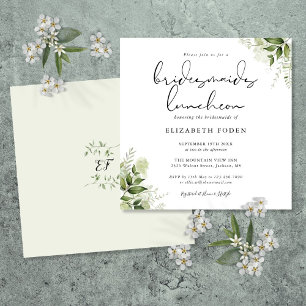 Brudtärna Luncheon med blomster monogram Inbjudningar