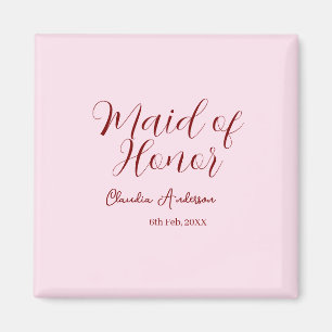 brudtärna mauve namn datum rosa pastell brudar magnet