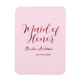 brudtärna mauve namn datum rosa pastell brudar magnet