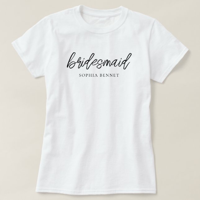 Brudtärna med minimalt manus, personlig t shirt (Design framsida)