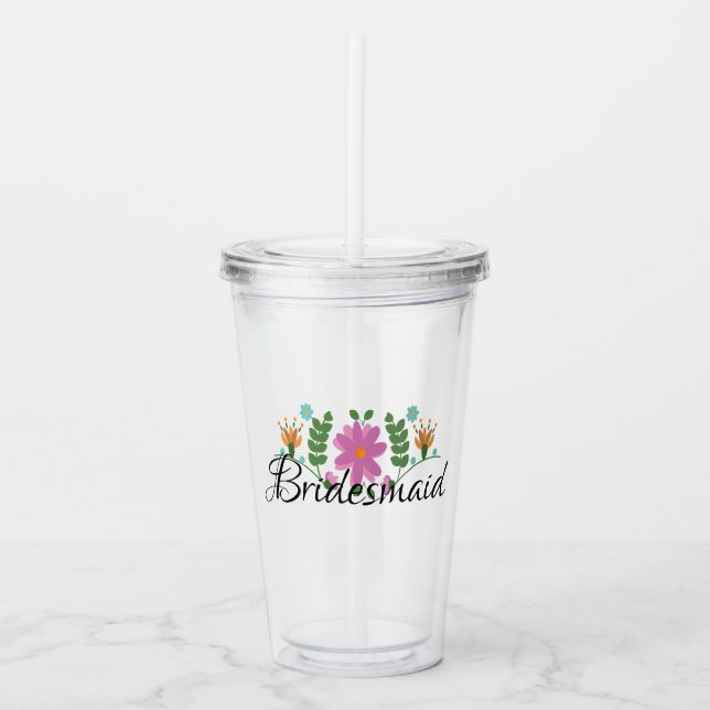 Brudtärna Mexikansk Folk Floral Monogram Take Away Mugg (Framsida)