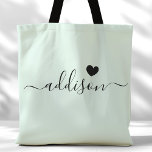 Brudtärna Modern Script Hjärtan Ljust Mint Tygkasse<br><div class="desc">Denna chic tote-väska har en vacker ljust mint bakgrund dekorerad med en modern script-teckensnitt och ett delikat hjärta-mönster. Den mjuka, eleganta färgen och sofistikerade typografin gör den till en idealisk accessoar för brudtärnor eller någon som älskar snygga och trendiga designs. Perfekt för att bära det viktigaste, denna tote-väska ger en...</div>
