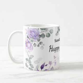 Brudtärna-mugg Anpassat namn Blommig design Kaffemugg