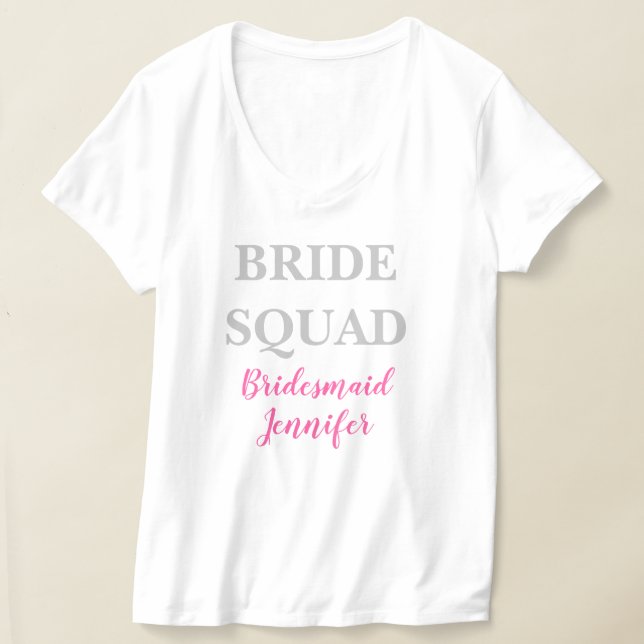 Brudtärna Rosa Anpassat Namn Bröllop Bachelorette  T Shirt (Laydown)