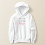 Brudtärna Rosa Anpassat Namn Bröllop Bachelorette T Shirt<br><div class="desc">Vacker kalligrafi, rosa Brudtärna hoodie Perfekt för Bröllop papper hoodie. Brudgrupp.</div>
