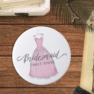 Brudtärna Rosa Vintage Klänning Bröllopstillbehör Knapp