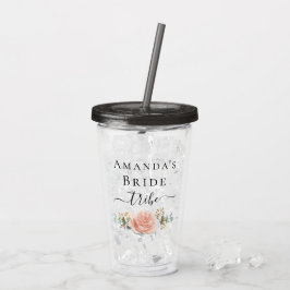 Brudtärna rose gold blommig brud stam take away mugg