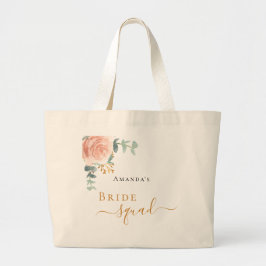 Brudtärna rose gold blommig eukalyptus grönska jumbo tygkasse
